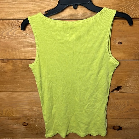 St. John's Bay Women’s Tank Top Shirt Large Green Beaded Neck Ladies Ribbed Soft - Picture 8 of 8